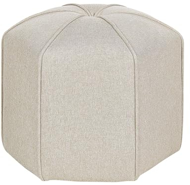 Beliani Pouf Hocker Stoffbezug Leinen beige rund ⌀ 45 cm Polsterhocker 42 cm hoch Wishek