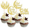 SYKYCTCY 24 Pack Eid Mubarak Cupcake Toppers Glitter Star Ramadan Cupcake Pick Moon Star Eid Islamic Muslim Theme Party Cake Decoration Supplies Gold