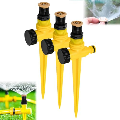 HEKOBAG 3 Pezzi Irrigatore da Giardino Rotante, Iirrigatore per Prato, Regolabili a 360°, Irrigatori Automatici per Giardino, Irrigazione Giardino Rotante, Irrigatore Automatico per Prato, Cortile