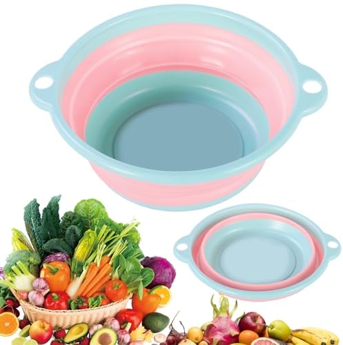 Fychuo Collapsible Washing Up Bowl - Small Camping Sink, Foldable Silicone Plastic Basket, Multipurpose Space Saving Travel Basin