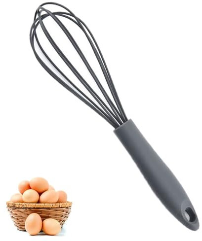 Whisk Egg Whisk Silicone Wire Whisk Hand Whisk Manual Whisk Egg Beater Balloon Whisk BPA Free for Baking, Cooking, Whisking,Blending, Beating(Grey)