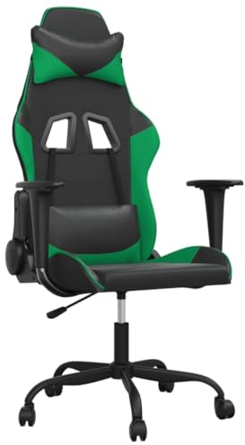vidaXL Sedia da Gaming Massaggiante Nero e Verde in Similpelle