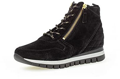 Gabor Damen Schnürstiefeletten, Frauen Stiefeletten,Komfortable Mehrweite (H),Stiefel,Booties,halbstiefel,schw(Flausch/Gold),41 EU / 7.5 UK