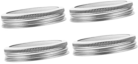 GRADENEVE Stainless Steel Mesh Sprouting Jar Lid 86mm 304 Mason Jar Lid for Sprouts Growing Kit for Bean and Broccoli Sprouting 4pcs Set