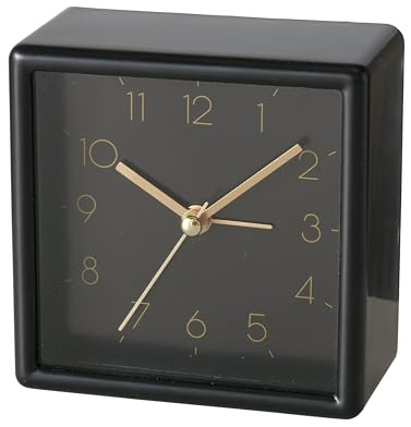 mucHome Tischwecker Tischuhr mit quadratischem Design, 9,5x9,5 cm, Schwarz, Uhr mit Wecker, Reisewecker