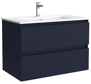 Salgar Mueble de baño Bequia 80cm + Lavabo cerámica | Azul Mate|80x45x56