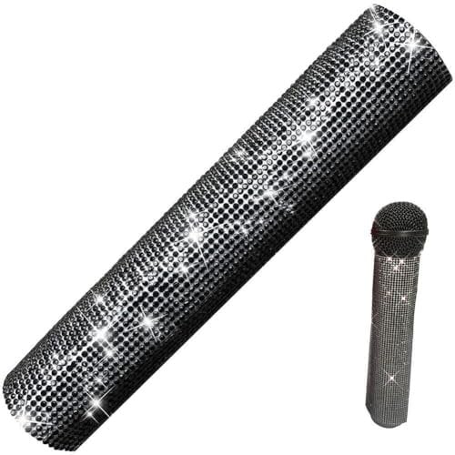 Rhinestones Microphones Cover Glitter Mic Handle Sleeve Crystal Handheld Mic Case Microphone Protector Cover for Bar Ktv