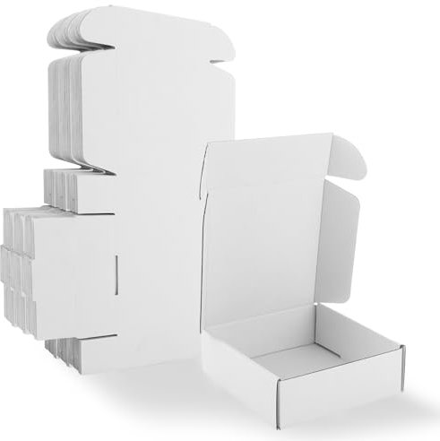 CYEER 50 Stück Maxibriefkarton Weiß Versandkartons Kleine 150x150x50MM, Versandtaschen Warensendung Karton, Pakete für Versand,Versandschachtel Büchersendung, Spielzeug und Geschenken