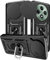Yutwo Cover per OPPO Reno 12F, Custodia per OPPO Reno12 FS Antiurto Scorrevole Protezione Fotocamera Custodia con 360°Rotante Anello Supporto TPU+PC Cover per OPPO Reno 12F/Reno12 FS- Nero