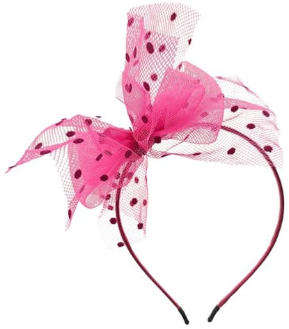 Hrlace Schleife Stirnband Spitze Haarband Tüll Punktmuster Haarreifenl Elastisch Haarschleife Schleifen Haarschmuck für Frauen und Mädchen Party Valentinstag Geburtstag Hochzeit Kopfband Rosarot