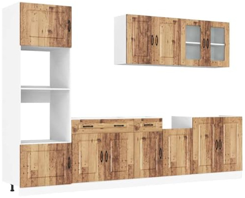 vidaXL 7-TLG. Küchenschrank-Set Kalmar Altholz-Optik Holzwerkstoff