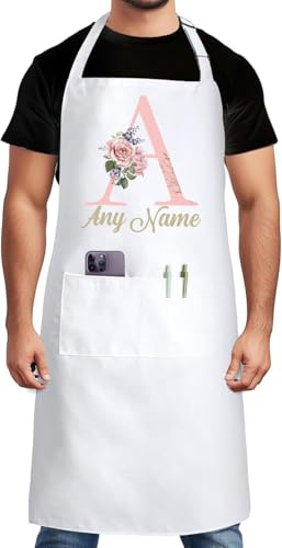 PB TECH Personalised Apron Baking Gift Customisable Initial With Name Gift For BBQ Grill Cook kitchen cooking Apron