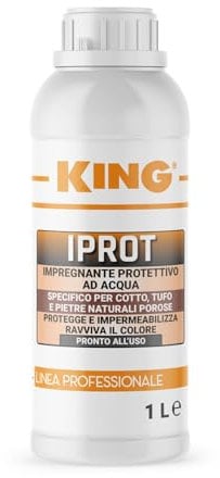 King IPROT, Impregnante Idroprotettivo per Pietra Naturale e Cotto pronto all'uso, Ravviva e Protegge anche Mattoni, Cemento e Porfido (1 Lt)