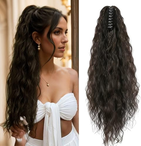 Ponytail Extension Haarteile Echthaar,50cm Clip Pferdeschwanz Verlängerung Haarteil,Zopf Extension,Braun Haarverlängerung Zopf,Weich und Seidig,Keine Knoten,Geeignet für Partys,Rollenspiele,Alltag