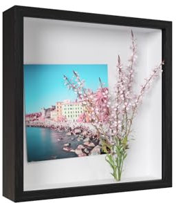 XDLOIFN 3D Bilderrahmen zum Befüllen 22x22 cm, 3D Bilderrahmen Tief für Wand & Desktop, 3D Objektrahmen Tiefer 3cm für Fotos, Objekte, Hochzeitsgeschenk - Schwarz