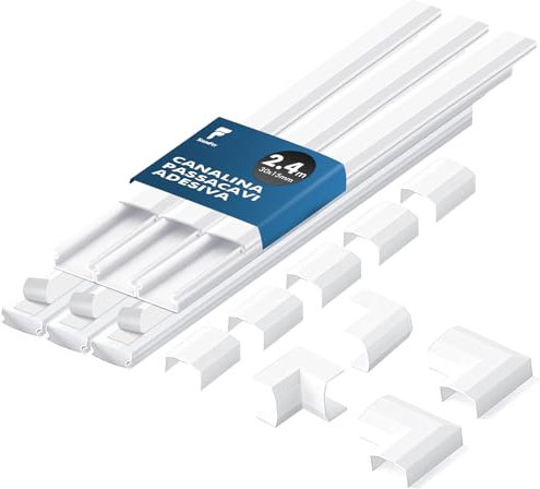 shinfly 2,4m Cache Cable – Goulotte Passe Cable pour Câbles électriques, Goulotte Electrique, Passe Cable Mural – Cache Fil Electrique pour TV – Blanc 30 mm x 15 mm