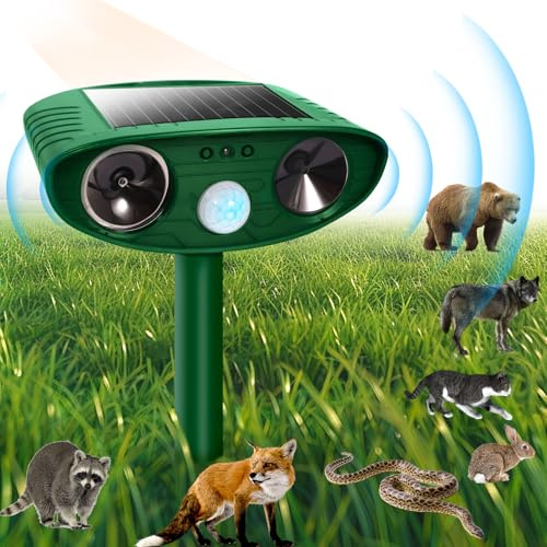 PQETBV Solar Katzenschreck, Multifunktion Ultraschall Katzenabwehr mit Bewegungssensor Katzenschreck für Garten, Wirksam Gegen Katzen, Hunde, Marder, und Vögel Schädlineg