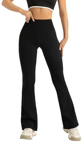 GRECERELLE High-Waisted Flared Yoga Pants für Damen - Ultimativer Komfort und Stil für Fitnessbegeisterte (Schwarz, 3XL)