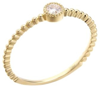 Homxi Eheringe Goldring Damen 375, Solitäre Rund mit Moissanit, Damen Verlobungsring Gold Gr 49 (15.6)