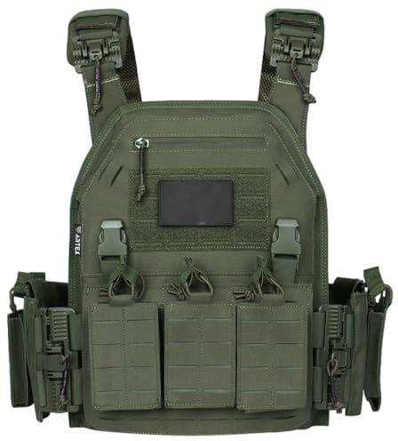 Taktische Weste Plattenträger MOLLE – Verstellbare Militär Schutzweste für Airsoft, Paintball & Schießsport, Outdoor Training Chest Rig mit Taschen, Atmungsaktiv & Robust