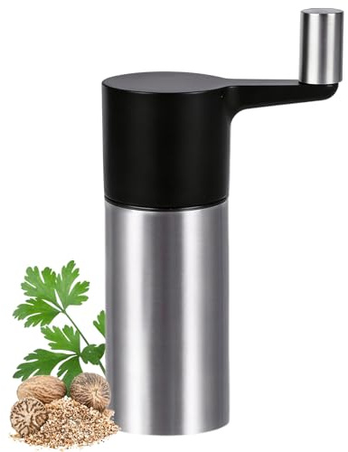 Muskatnuss Mühle, Muskatmühle mit Kurbel zur Aufbewahrung von 3 Muskatnüssen mit Behälter, Muskatnussmühle Muskatreibe aus Edelstahl Muskatnussreibe Muskatmühle für Feinstes Muskatpulver