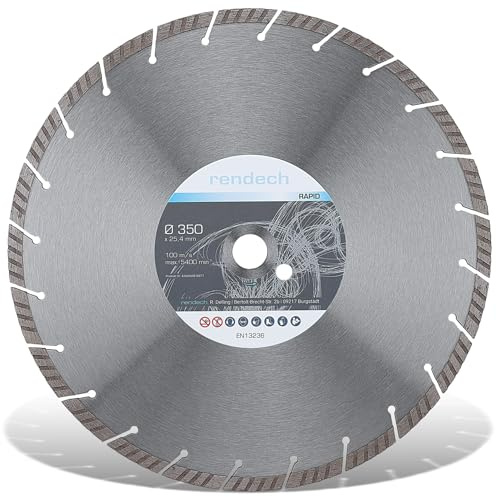 Rapid Diamantscheibe 350 x 25,4 mm mit 10mm Turbo-Segment | Ideal für Beton, Granit, Stahlbeton, Mauerwerk uvm. - Entwickelt für den GaLaBau mit starker Schneidleistung