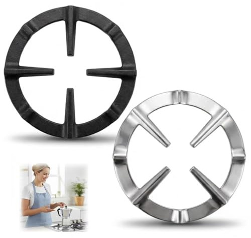 2Pcs Mocha Pot Holder 13cm Cast Iron Universal Mocha Pot Stand Universal Non Slip Cooktop Rack Durable Gas Stove Reducer and Coffee Stand for Compatible with Gas Hobs Pans and Small Cookware