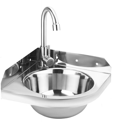 Fregadero Camper de Acero Inoxidable, Fregadero Cocina para Autocaravana con Grifo y Kit Completo de Fontanería, Fregadero Compacto, Remolque, Caravana, 37 x 32 x 13,5 cm