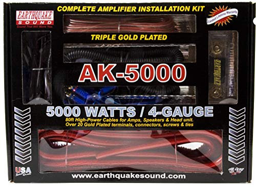 Earthquake Sound AK-5000 5000 Watts, 4 Ga. Complete Amplifier Kit with RCA & Speaker Wires, ANL Fuse Holder