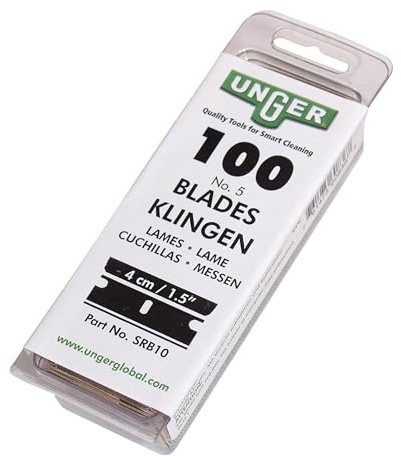 Unger Safety Scraper Replacement Blades #9, Box of 100, SRB10 | 4-in. high-performance blades; SRB10 box of 100; for professional safety scrapers; paint & adhesive removal