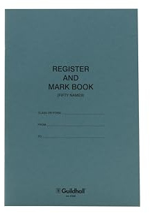 Exacompta - Ref E300Z - Guildhall Register & Mark Book (48 Pages) - 298 x 202mm in Size, 50 Entries Per Page, Manilla Cover, White Woven Paper - Blue Cover