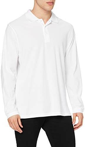 Fruit of the Loom Men's Premium Long Sleeve Polo Shirt, White, XX-Large
