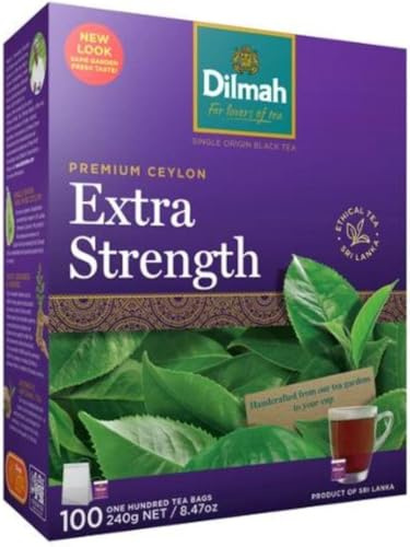 Dilmah Tea Bags Extra Strength | Premium Single Origin Freshly Packed | 100% Pure Ceylon Tea, No Additives, Ethically Grown & Packed in Sri Lanka | 100 Tea Bags