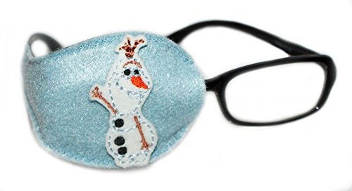 SuperPatchDesigns #29 - Cache-œil pour lunette - Pour enfants et adultes - Spécial amblyopie - Œil paresseux - Thérapie occlusive - Motif bonhomme de neige sur fond bleu - Bleu -
