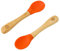 bamboo bamboo ® Cucharas De Destete Para Bebé, Set De 2 | Bambú Con Puntas De Silicona Suave | Mangos Ergonómicos De Fácil Agarre | Libre De BPA (Set De 2, Naranja)