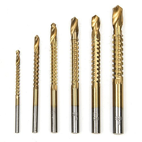 Malayas 6pcs Drill & Saw Bit Set, 3-8mm Titanium Coated HSS Drill Bit Plastic Metal Hole Grooving Drill Saw Carpenter Woodworking Tools