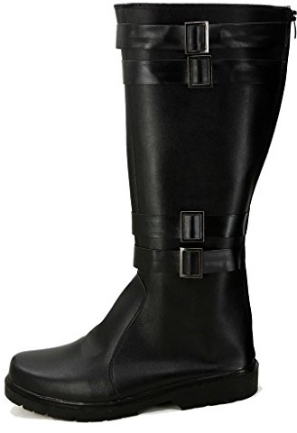 Herren Lederstiefel Schwarz Halloween Karneval Kostüm Schuhe für Erwachsene