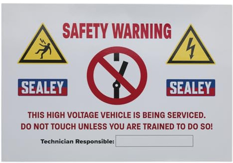 Sealey HYBRIDSIGN Hybrid/Electric Vehicle Warning Sign, Black