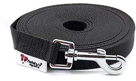 Twinkys Dog Style Hundeleine Schleppleine OHNE Handschlaufe Schwarz 3 Meter 20 mm breit für Hunde bis 50 kg Made IN Germany