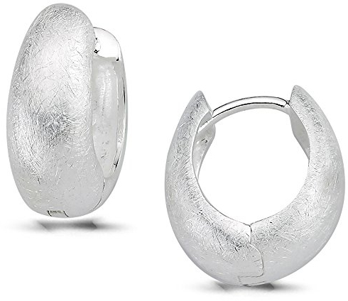 Vinani Klapp-Creolen oval bauchig gebürstet Sterling Silber 925 Ohrringe 2CKG