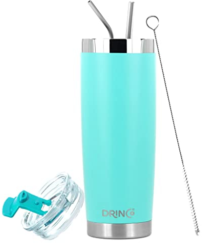 Drinco - Stainless Steel Tumbler | Double Walled Vacuum Insulated Mug With Spill Proof Lid For Hot & Cold Drinks | Aqua | Perfect for Hiking, Camping & Traveling | BPA Free | 20oz