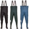 3Kamido Wathose für Jugendliche, strapazierfähige Hosenträger, Trage- und Aufbewahrungstasche, Solider Sohle, Schwarz und Grün und Denim Blau, Junior Angeln Stiefel, Matschhose (38, Denim Blau)