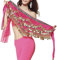 Bauchtanz-Schal für Damen, orientalischer Tanz, Schal, Hüftgurt mit 271 Münzen, Pailletten, Zp142-Fuchsia, One size