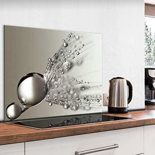 murando Glass Splashback for Kitchen Backsplash Cooker Protector Tempered Glass Decorative Wall Art Panel Heat Resistant Graphic 60x60 cm / 24x24 Flowers Dandelion b-B-0480-aq-e