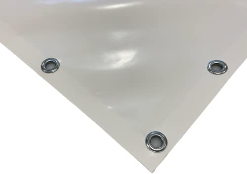 TENDAGGIMANIA PVC Plane mit Ösen aus Aluminium, 650 g/m²- extra stark -mit umlaufendem Saum und Rundösen im Abstand von ca. 50cm- Massnahme 4m x 7m- Farbe: Weiss