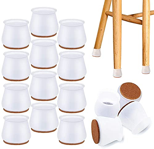 NETUME Stuhlbeinkappen, 16 Stück Silikon Möbel Pads Schutzhülle mit Filzgleiter für Stühle, Schutzkappen für Stuhlbeine Ideal Bodenschoner/Antirutsch Pads für Tische Stuhl Protektoren