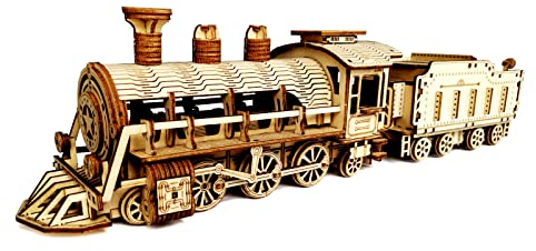 Schnellzug - DIY 3D Holzpuzzle Modellbausatz - Lasergeschnittenes Holzpuzzle Bastelset