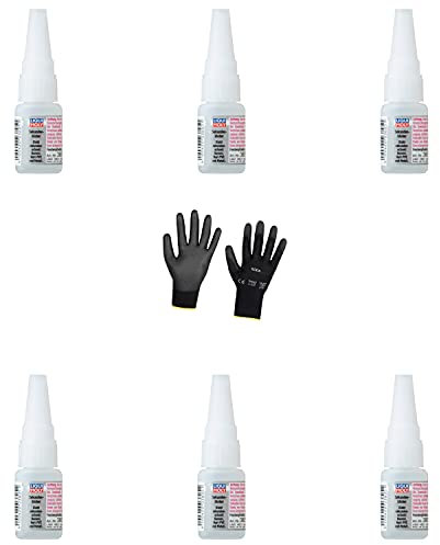 Iloda 6xOriginal Liqui Moly 10g Sekundenkleber 3805 Schutzhandschuhe