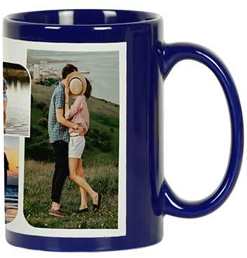 Printtoo Collage De Fotos Personalizado Taza De Cafe Couple Imagen De Encargo Copa De CER¡Mica Lavavajillas Y Caja De Microondas- 11 Oz- Blue