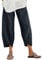 ZANZEA Womens Casual Trousers Cotton Linen Cropped Pants Loose Fit Straight Elasticated Waist Chino Bottoms with Pocket Navy M